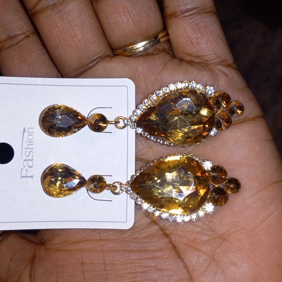 Rhinestone Drop Earrings - Picture 2 of 6